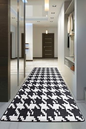 Conceptum Alfombra de Pasillo Kazayağı Djt Blanco y Negro 80 x 300 cm